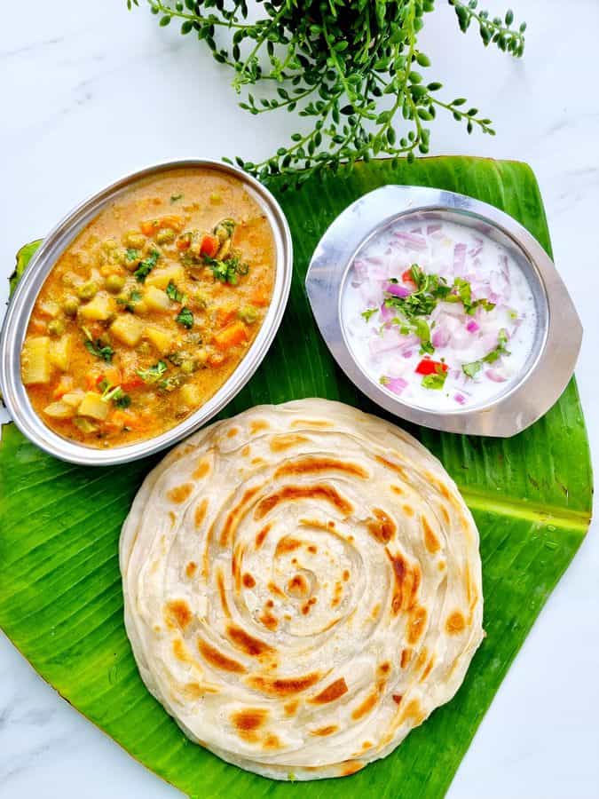 Parotta with Mixed Vegetable Kurma — Dabba King